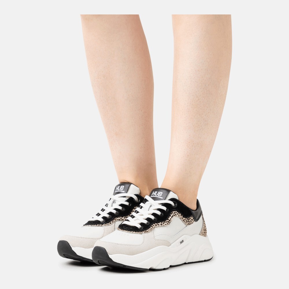 

Кроссовки Hub Rock, off white/cheetah/black