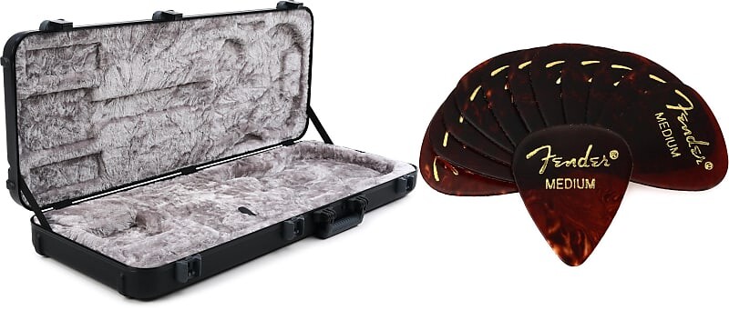 

Fender Deluxe Molded Stratocaster/Telecaster Case — черный комплект с медиаторами из целлулоида премиум-класса Fender 351 Shape — Medium Shell, 12 упаковок 0996102306=1 1980351800=1