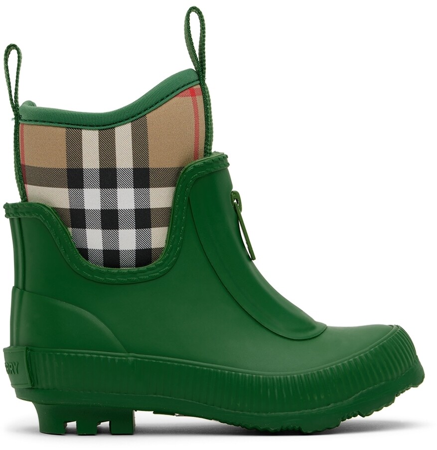 

Детские зеленые ботинки в винтажную клетку Burberry