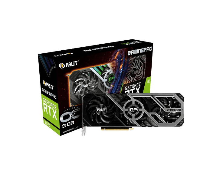 Видеокарта Palit NVIDIA GeForce RTX 3070, PA-RTX3070 GAMINGPRO OC 8G V1 LHR, 8ГБ, GDDR6, OC, LHR, Ret NE63070S19P2-1041A - фото