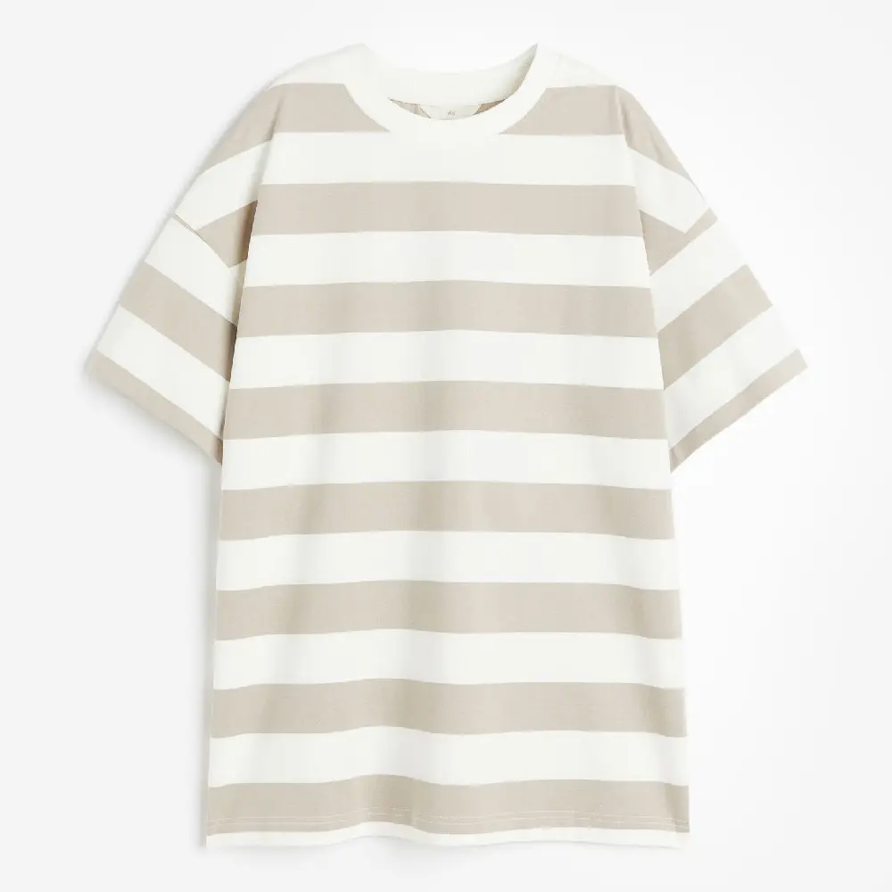 

Футболка H&M Oversized, серо-бежевый