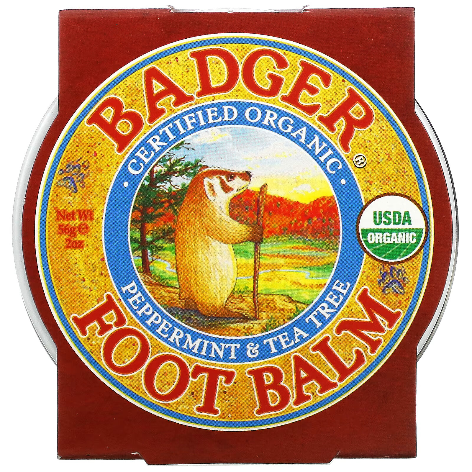 Badger Company, бальзам для ног, перечная мята и чайное дерево, 56 г (2 унции) badger company organic бальзам для губ мята хайленд 4 2 г 0 15 унции