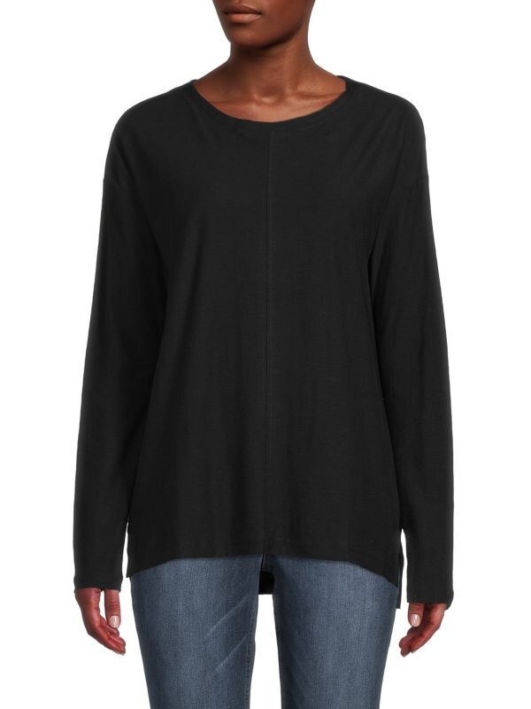 

Футболка с открытыми швами и заниженной линией плеч Saks Fifth Avenue Black
