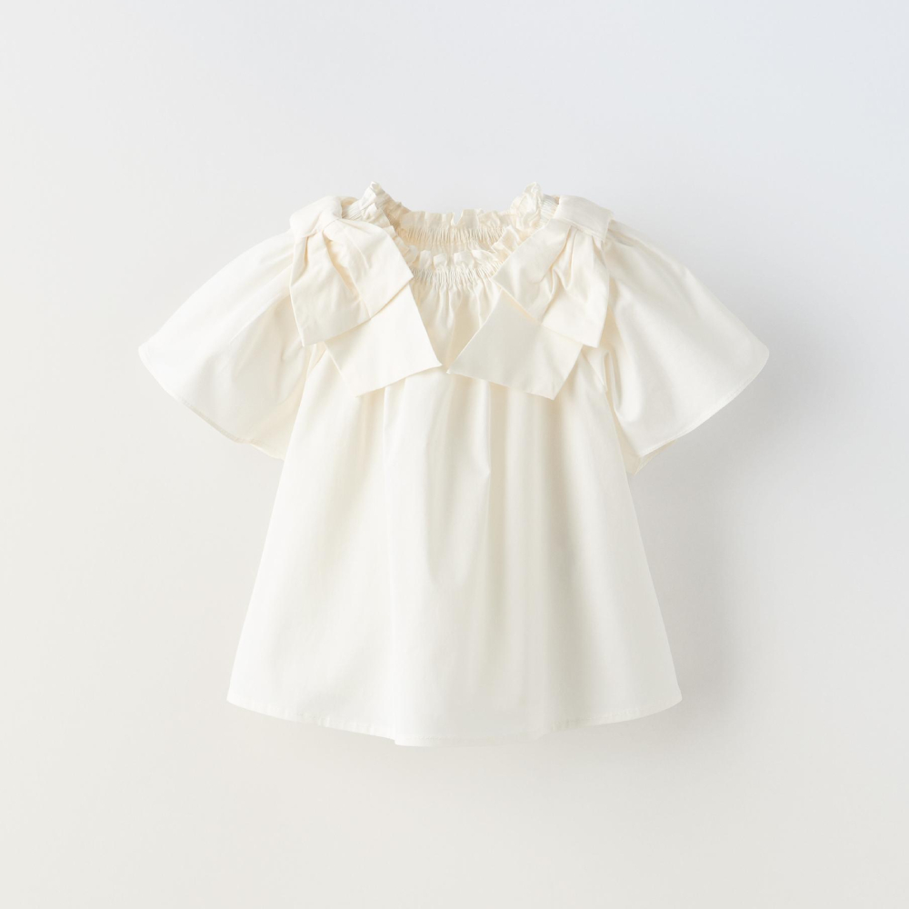 Блузка Zara Poplin, желтовато-белый рубашка zara flame print желтовато белый