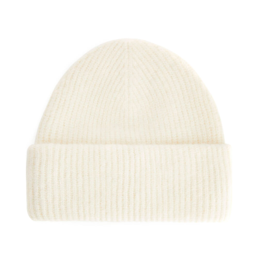 

Шапка H&M x Arket Double Cuff Beanie In Alpaca Merino M, кремовый