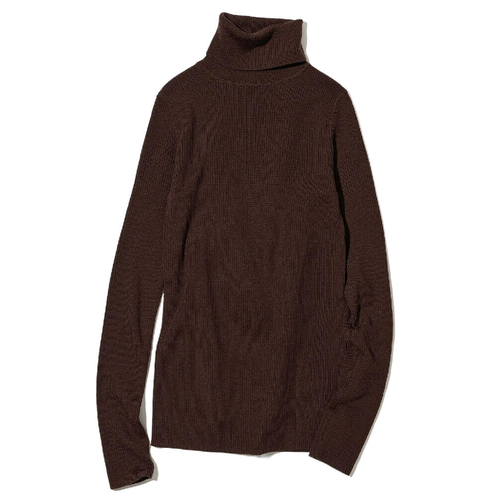 

Джемпер Uniqlo Extra Fine Merino Ribbed Turtleneck, темно-коричневый