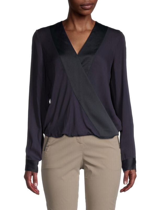 

Топ Donna Karan New York с атласной отделкой, фиолетовый