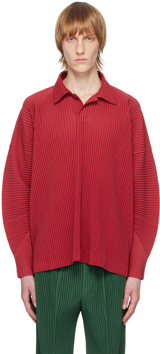 

Красная футболка-поло Monthly Color February Homme Plissé Issey Miyake, Красный