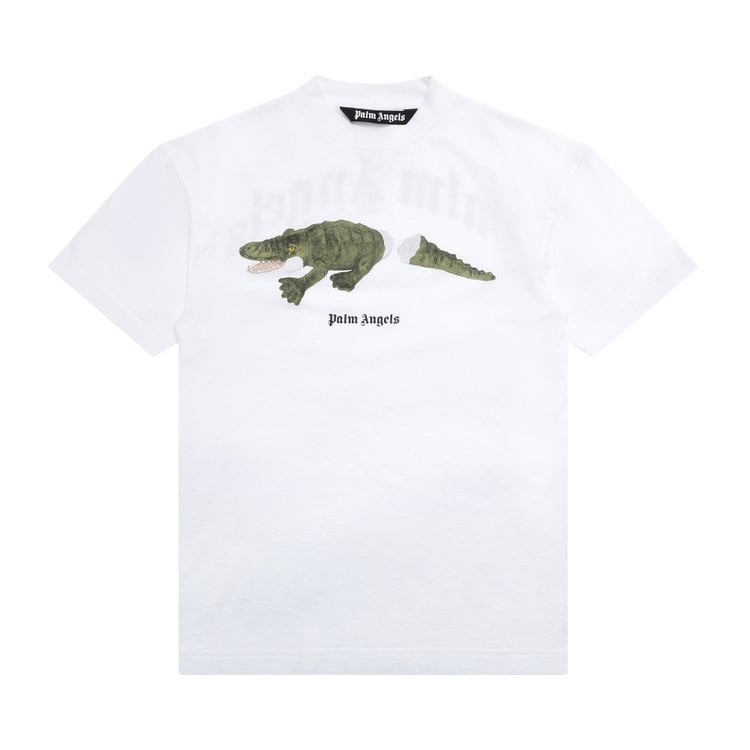 Футболка Palm Angels Croco Short-Sleeve Tee 'White/Green', белый - фото