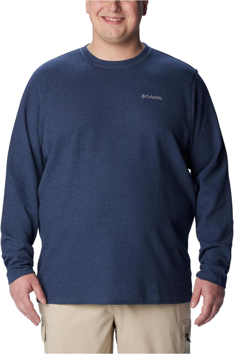 

Вафельная футболка с длинными рукавами Big & Tall Pine Peak II Columbia, цвет Collegiate Navy Heather