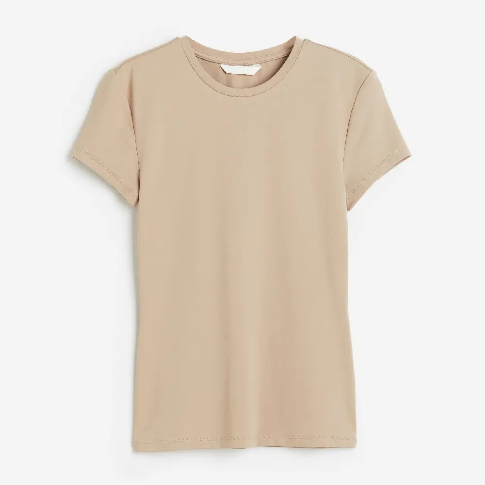 

Футболка H&M Fitted Microfiber, бежевый