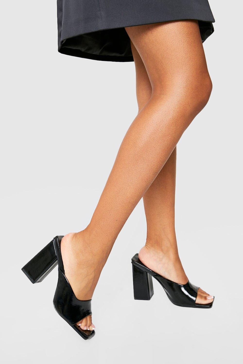 

Туфли-мюли на блок-каблике широкой ширины Boohoo, черный