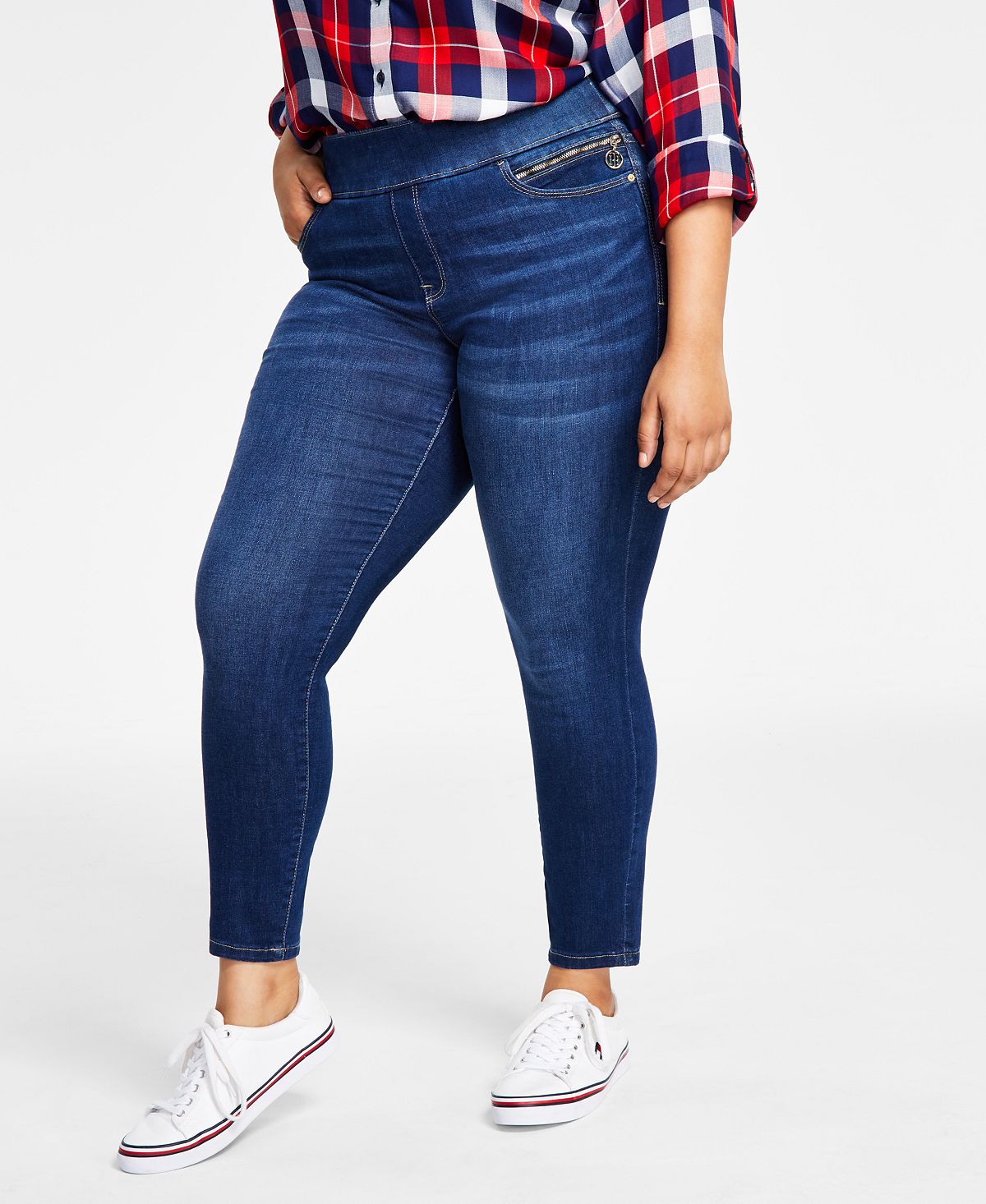 Джинсы th flex plus size gramercy без застежек, созданные для macy's Tommy Hilfiger, мульти - фото