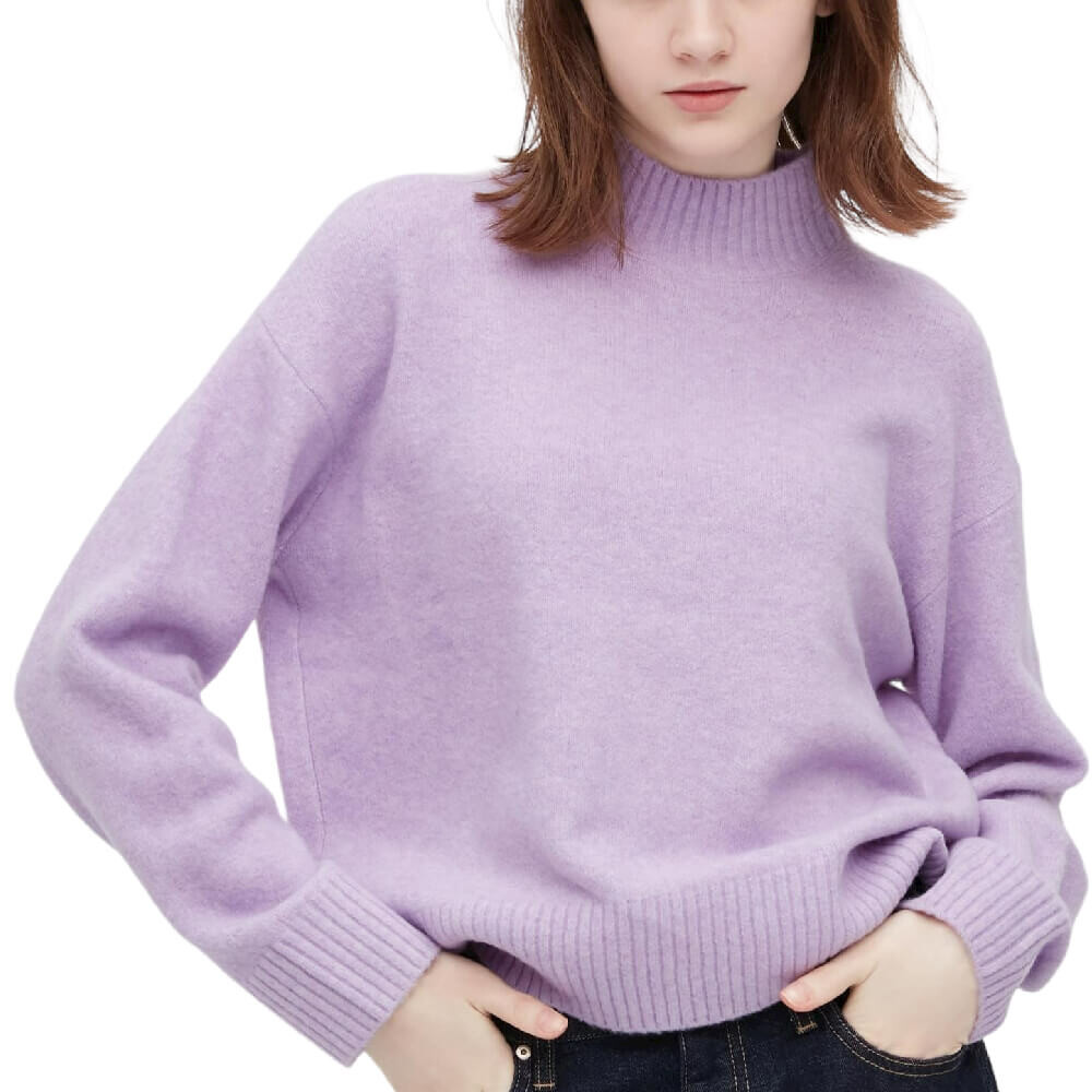 

Джемпер Uniqlo Souffle Mock Neck, фиолетовый