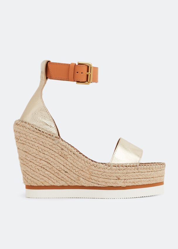 

Сандалии SEE BY CHLOÉ Glyn wedge espadrille sandals, золотой