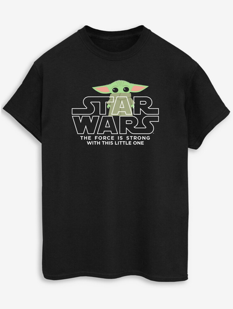 

NW2 The Mandalorian Baby Yoda Star Wars Взрослая черная футболка George., черный