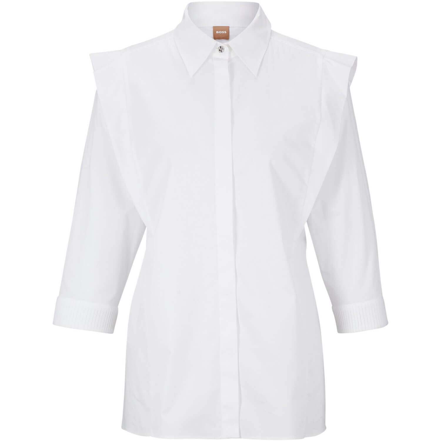 

Блузка Boss Regular-Fit In Stretch Cotton With Cropped Sleeve, белый