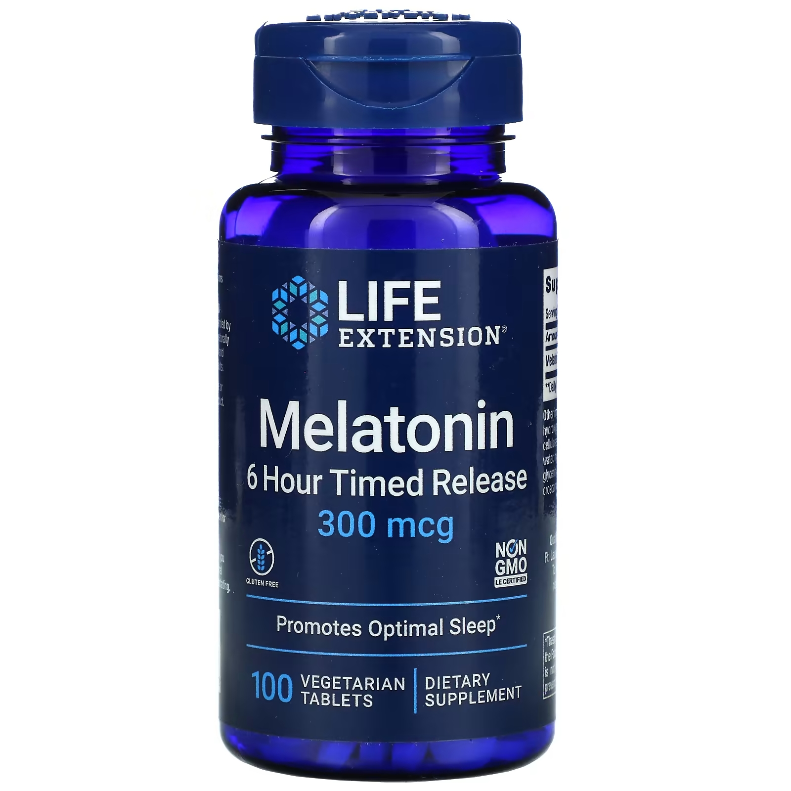 Мелатонин Life Extension 6 часовое высвобождение, 100 растительных таблеток