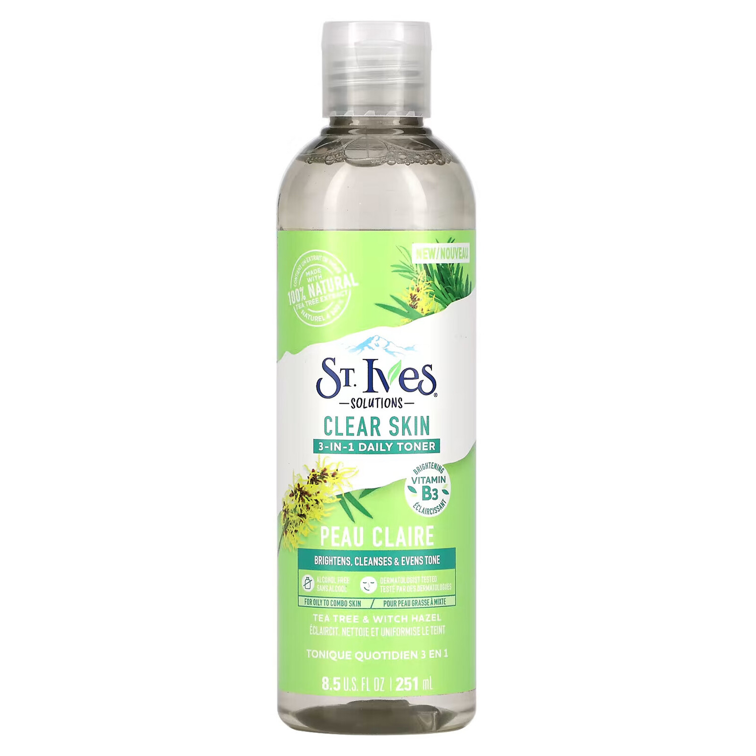 

St. Ives, Solutions, ежедневный тоник 3 в 1, чайное дерево и гамамелис, 251 мл (8,5 жидк. Унции)