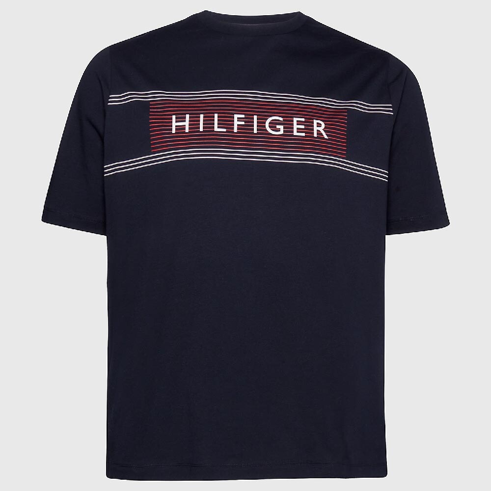 

Футболка Tommy Hilfiger Big And Tall Slim Fit Hilfiger Stripe, темно-синий/красный