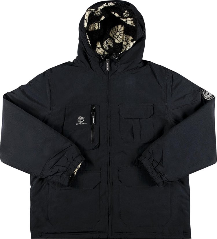 Куртка Supreme x Timberland Reversible Ripstop Jacket 'Black', черный куртка gucci reversible ripstop nylon черный