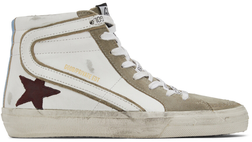 

SSENSE Эксклюзивные белые и темно-серые кроссовки Slide Golden Goose