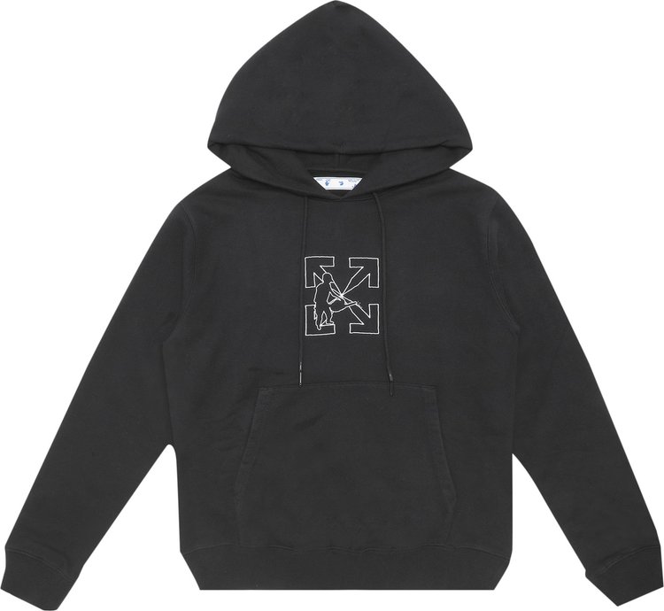 Худи Off-White Workers Logo Slim Hoodie 'Black/White', черный - фото