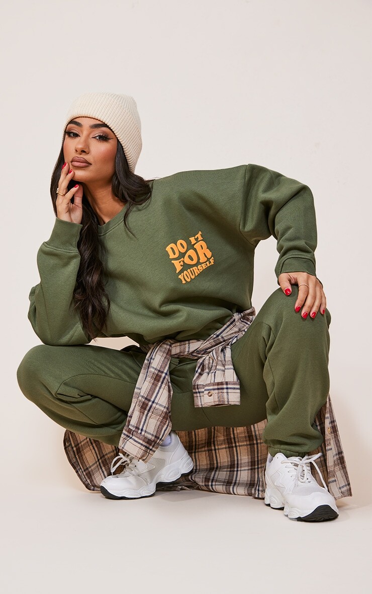 

PrettyLittleThing Зеленый спортивный джемпер Do It For Yourself Petite Forest