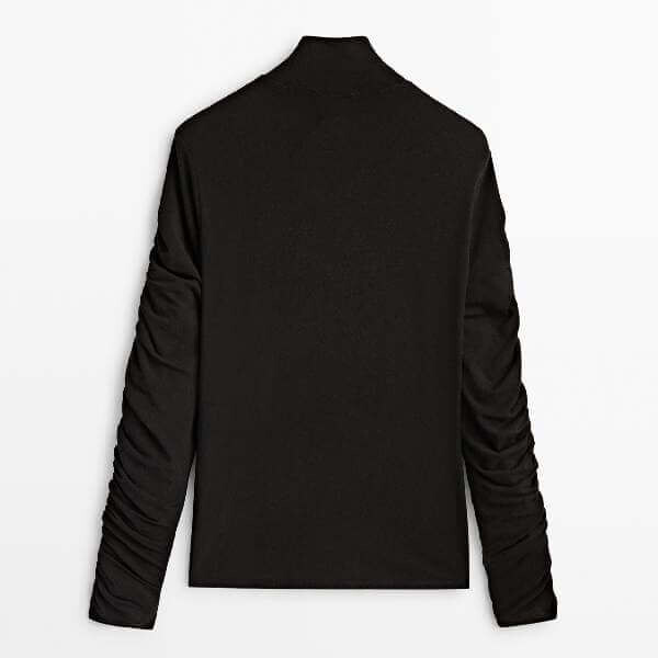 

Водолазка Massimo Dutti Long-sleeve Gathered, черный