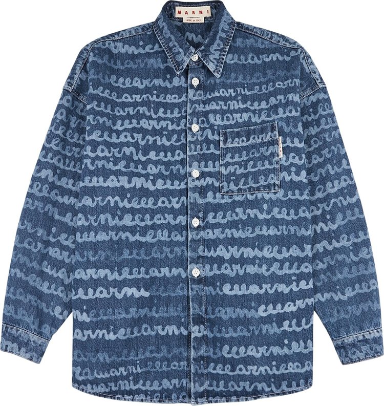 Рубашка Marni Long-Sleeve Shirt 'Ocean', синий