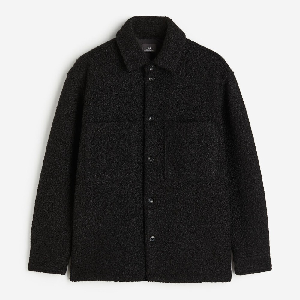 

Куртка рубашка H&M Loose Fit Bouclé, черный