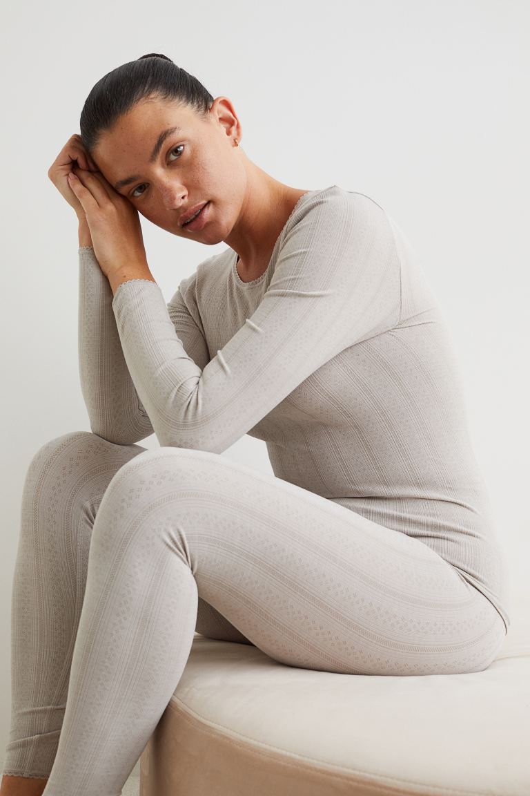 Бесшовный топ от пижамы H&M, светло-коричневато-серый