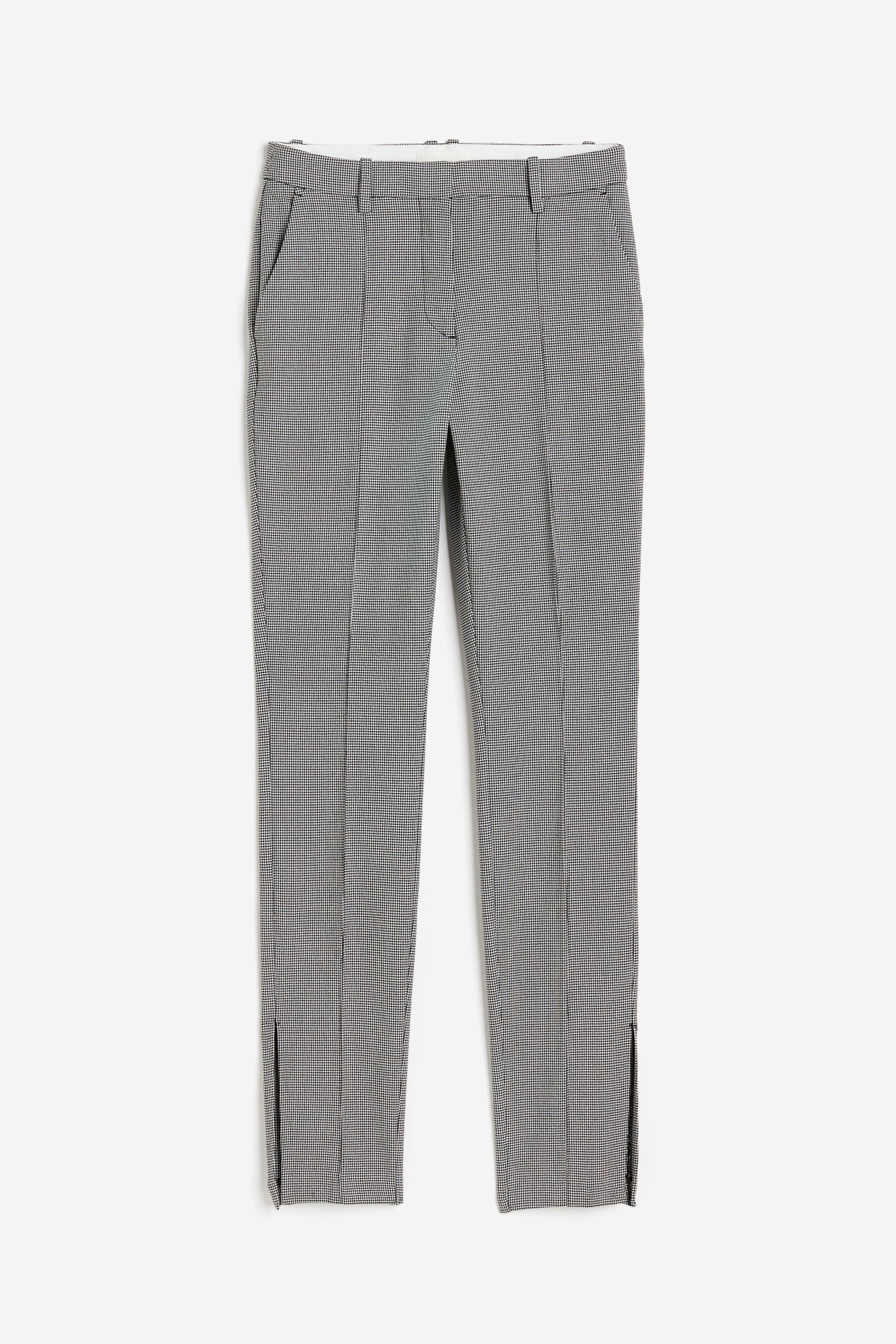 Брюки H&M Slit-hem, черный/гусиные лапки узкие брюки со складками спереди fransa curve stretch коричневый