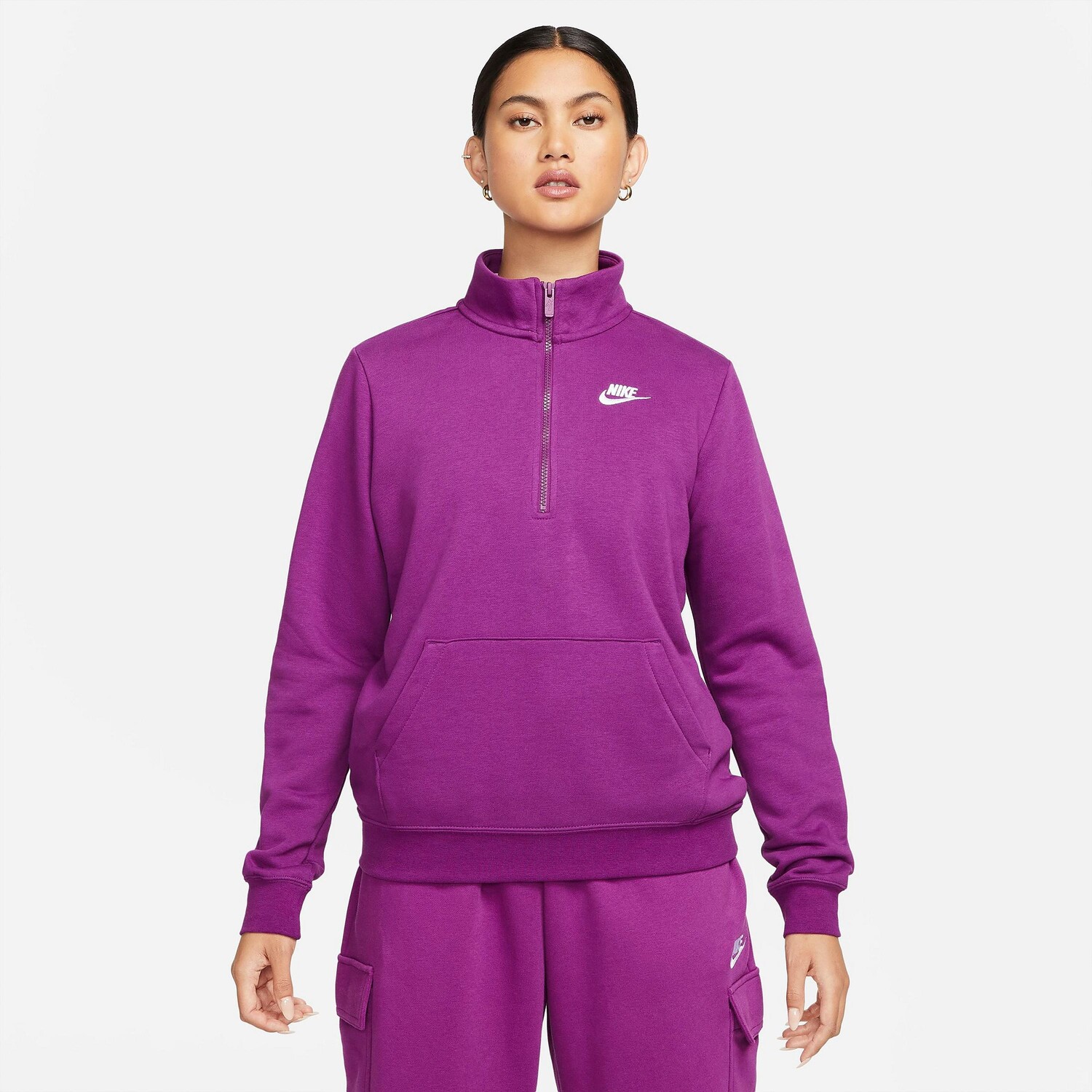 

Женская флисовая толстовка с молнией до половины Nike Sportswear Club, фиолетовый