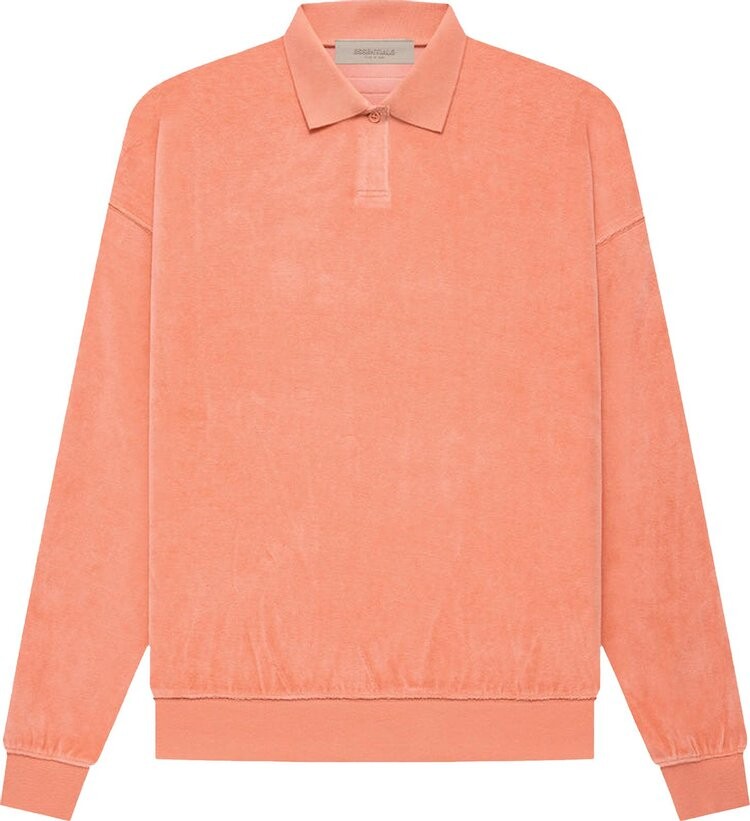 

Лонгслив Fear of God Essentials Velour Long-Sleeve Polo 'Coral', оранжевый