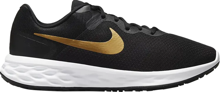 

Кроссовки Nike Revolution 6 Extra Wide 'Black Metallic Gold', черный