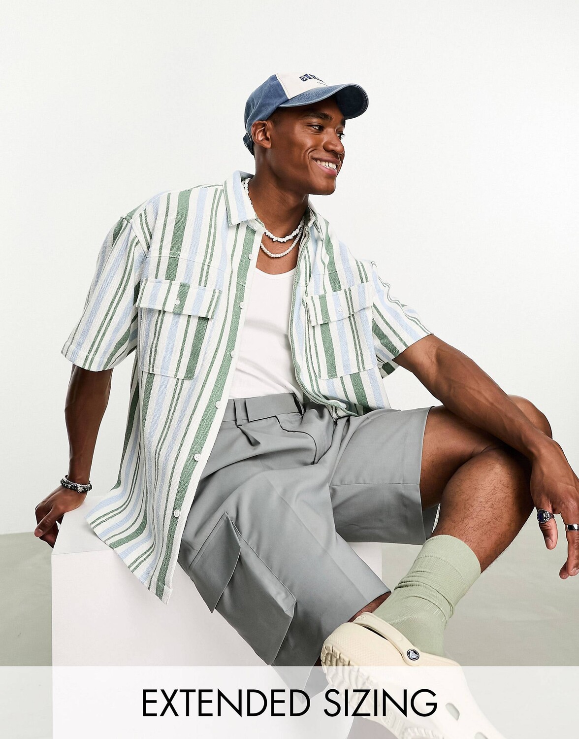 

Рубашка свободного кроя в фактурную полоску ASOS DESIGN
