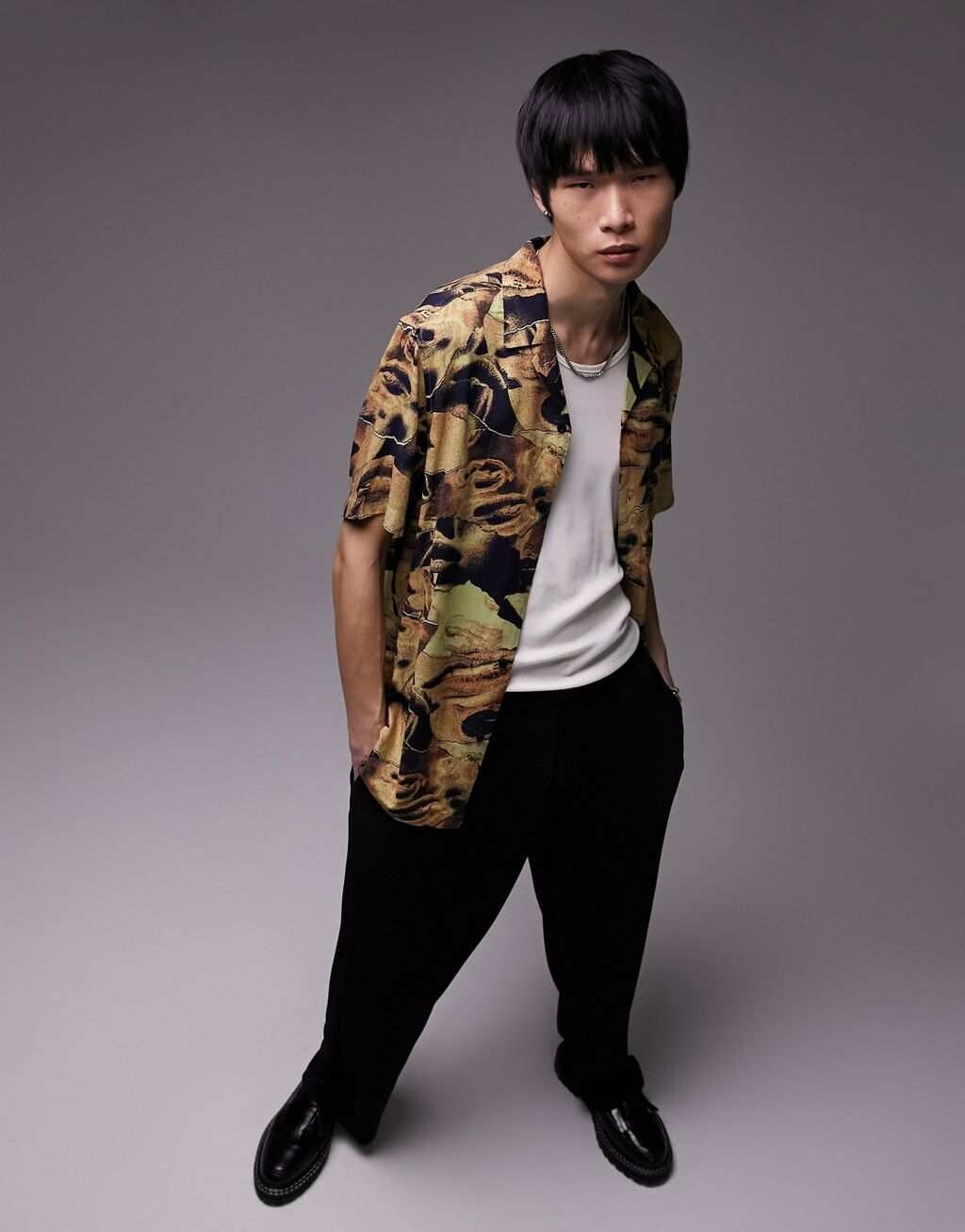 

Разноцветная рубашка с принтом Topman Faces