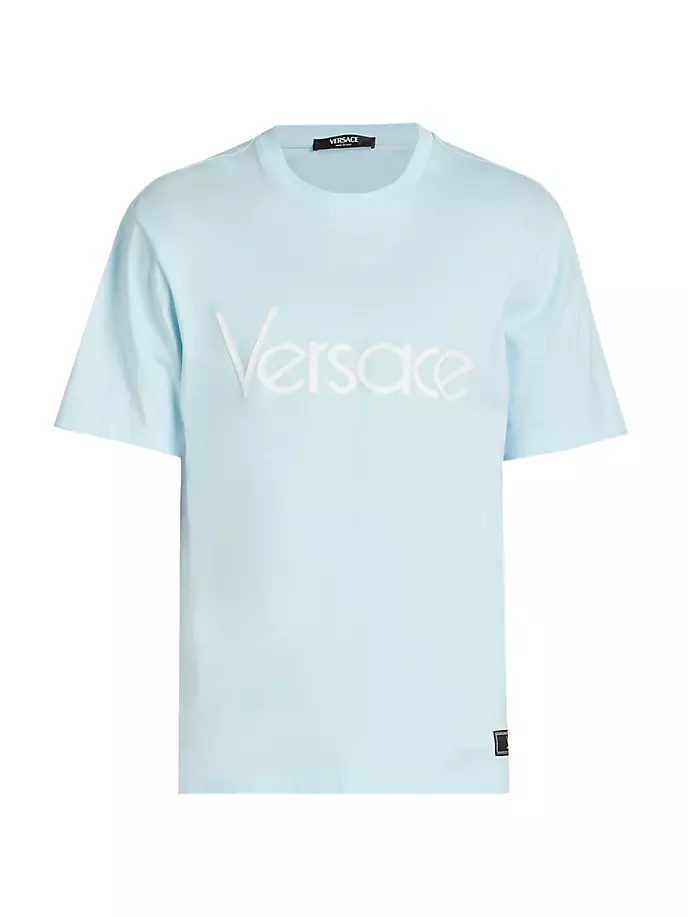 

футболка с круглым вырезом и логотипом Versace, цвет pale blue