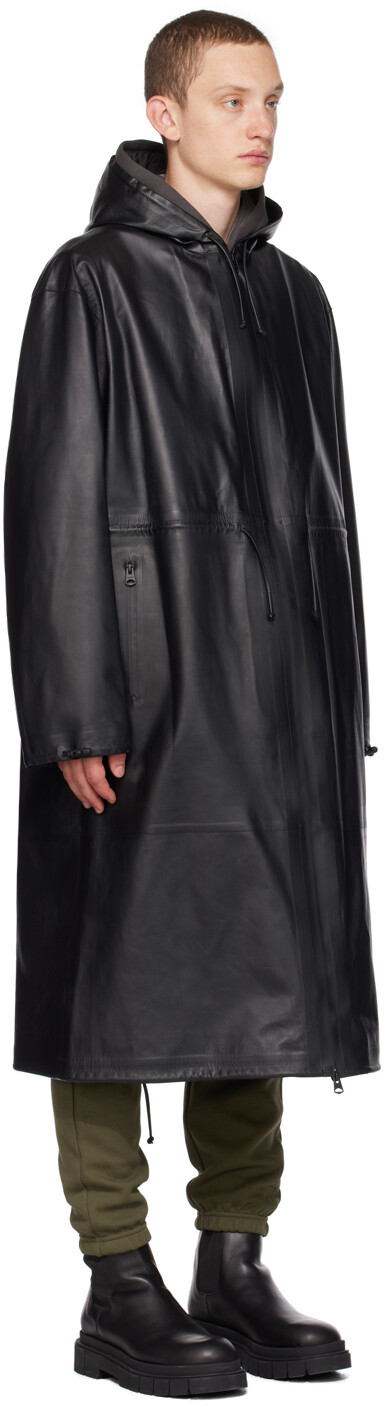 

Черное кожаное пальто Alban Mackage, Черный