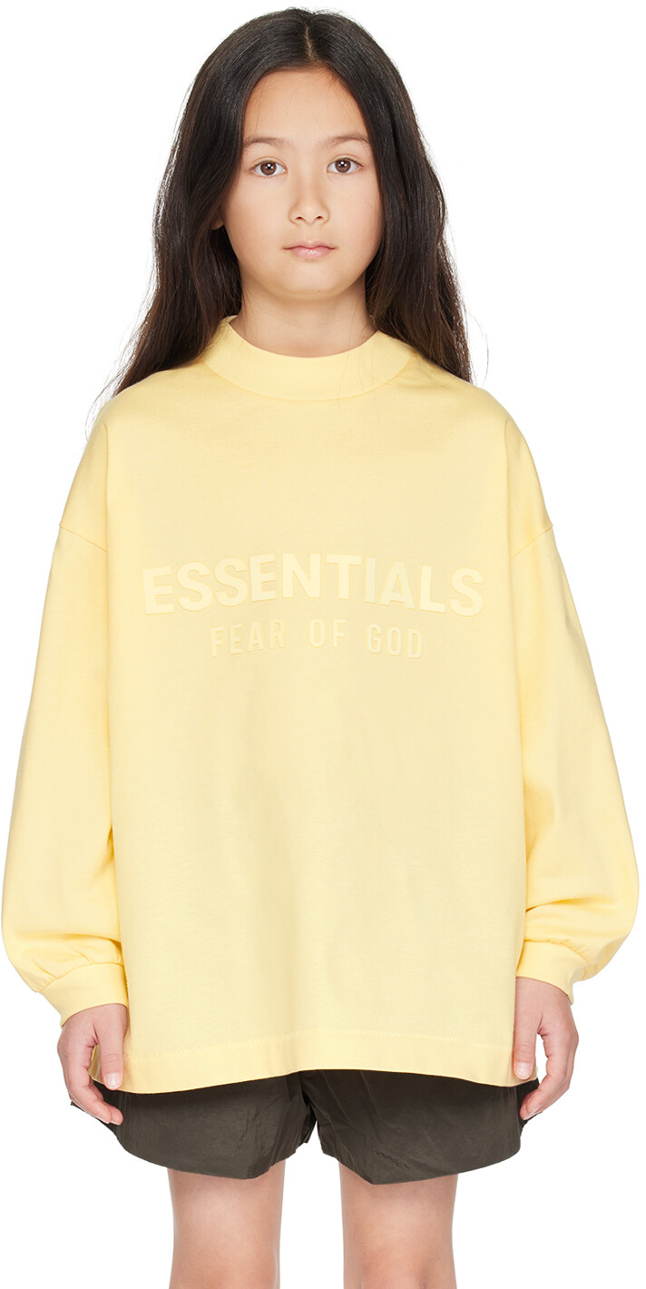

Детская желтая футболка с длинным рукавом на связке Fear Of God Essentials