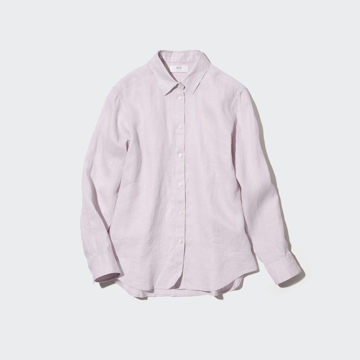 

Рубашка UNIQLO из премиум льна с длинными рукавами, светло-серый