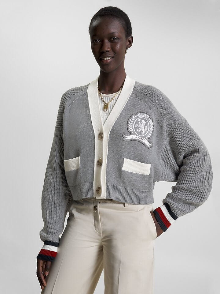 

Кардиган Tommy Hilfiger Varsity, светло-серый