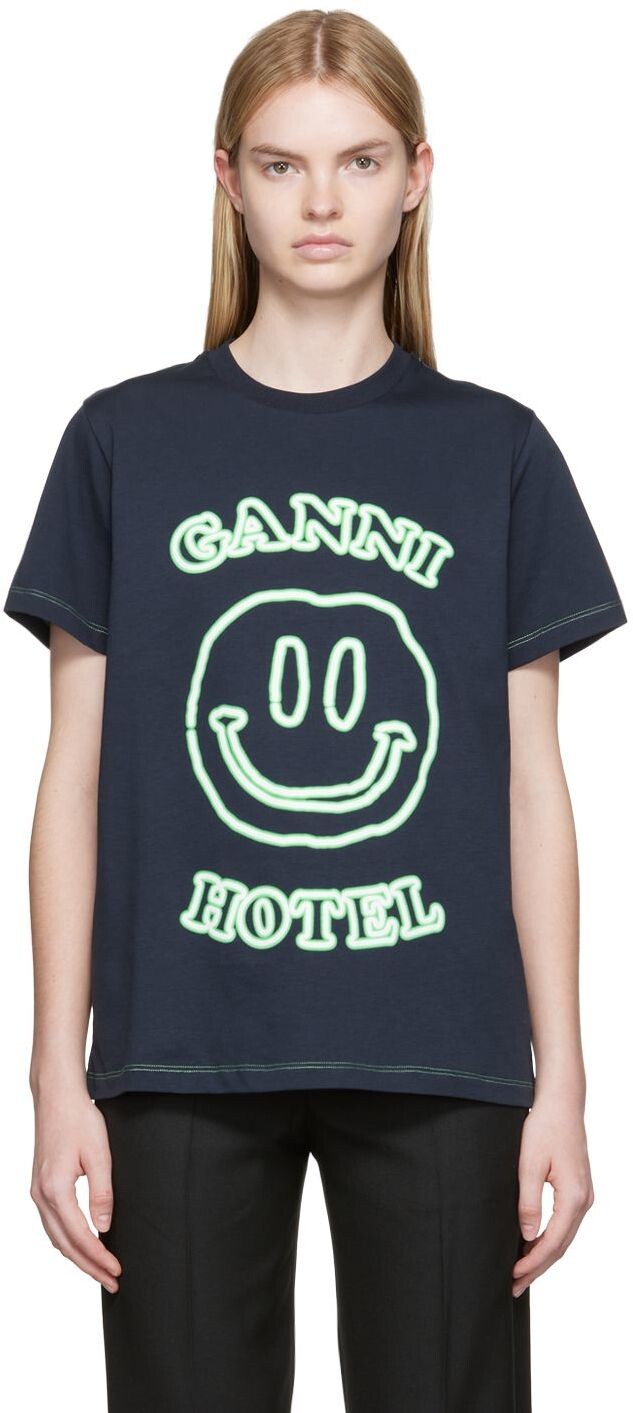 

Темно-синяя футболка 'Ganni Hotel'