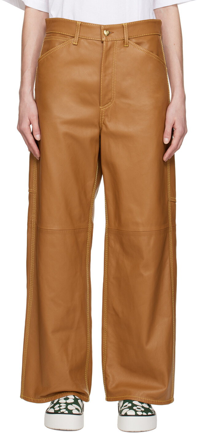 

Светло-коричневые кожаные брюки Carhartt WIP Edition Marni, Коричневый