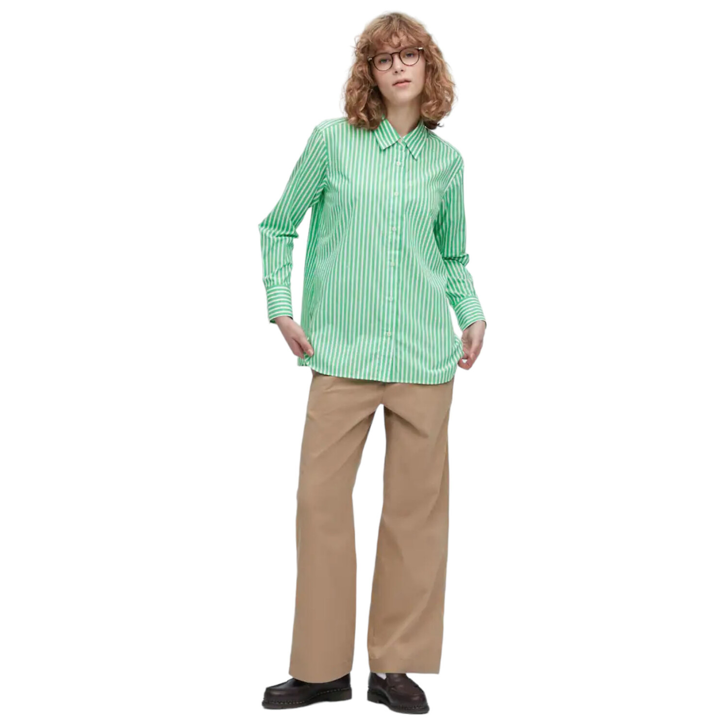 

Рубашка Uniqlo Cotton Striped Long Sleeved, зеленый