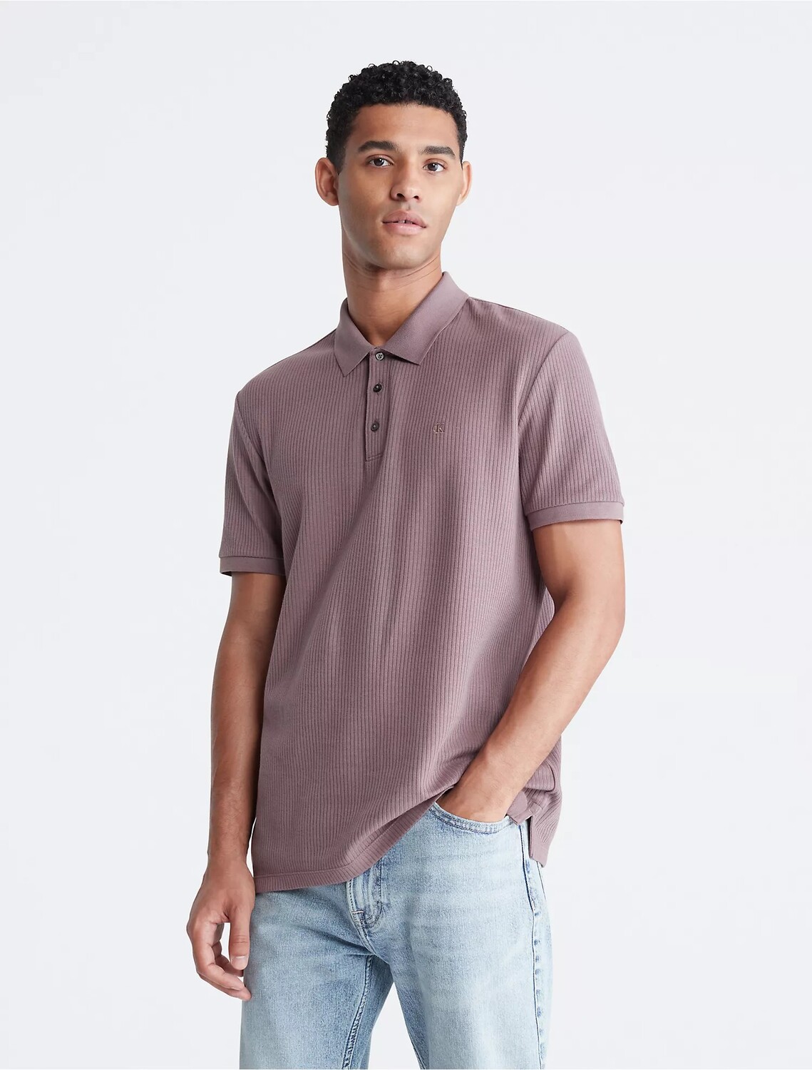 

Футболка поло Calvin Klein Smooth Cotton Drop Needle, сиреневый, Фиолетовый