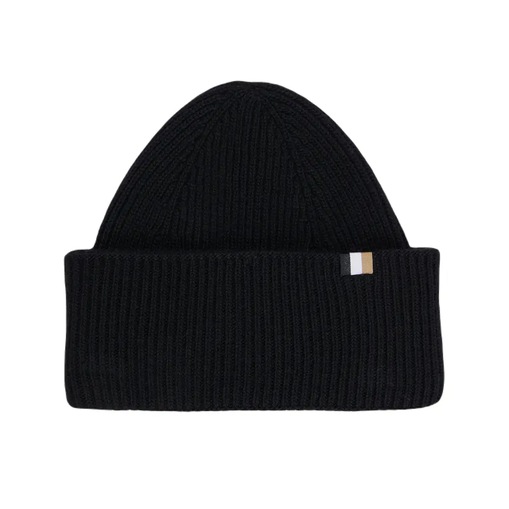 

Шапка-бини Boss Ribbed With Signature-stripe Flag, черный