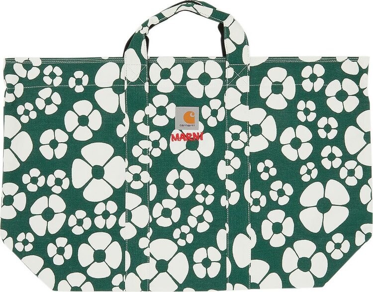 

Сумка Marni x Carhartt WIP Womens Tote Bag Forest Green/Stone White, зеленый