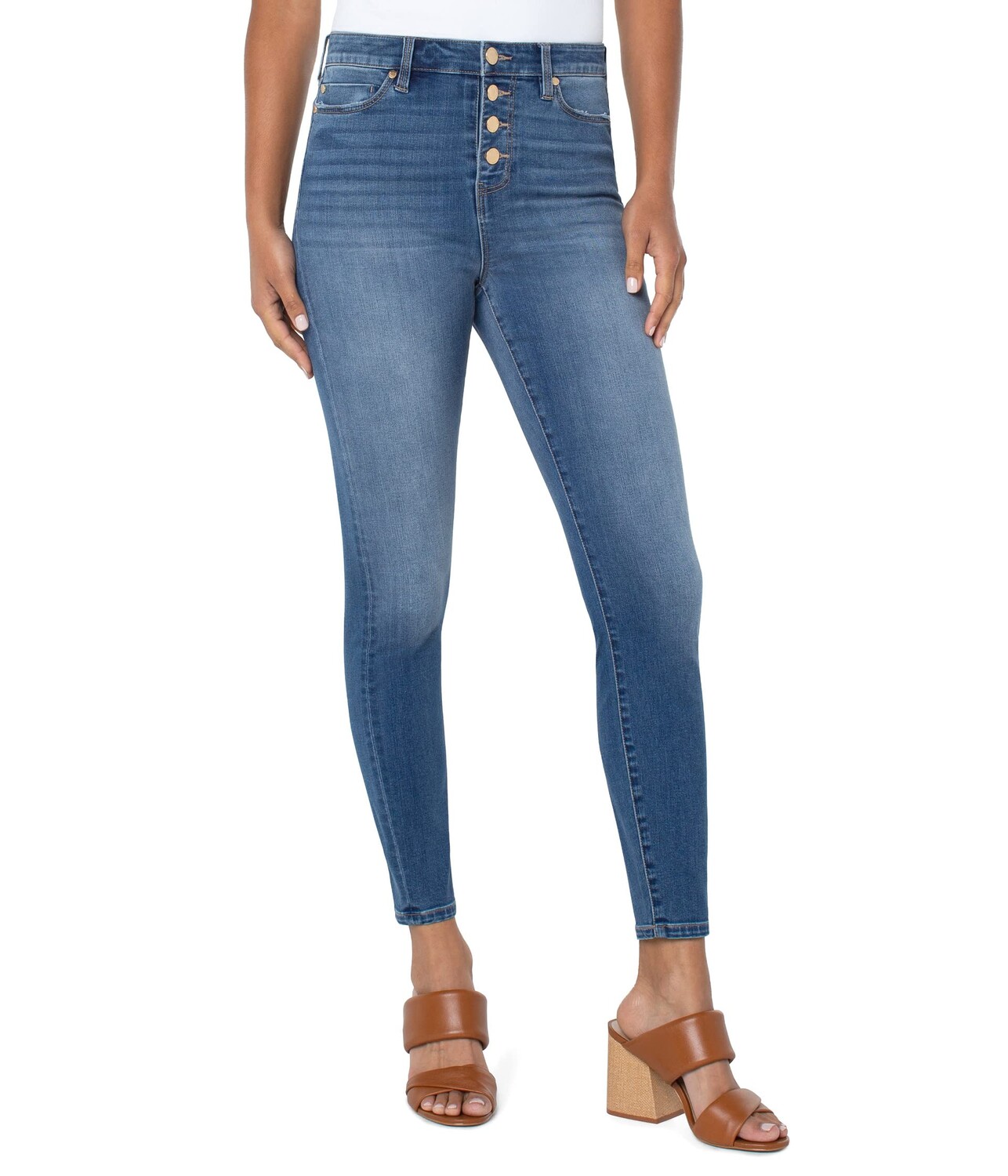 

Джинсы Liverpool, Abby High-Rise Ankle Skinny w/ Exposed Buttons in Rodeo